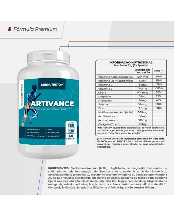 Artivance 180 Cápsulas - Suplemento para Saúde Articular New Nutrition