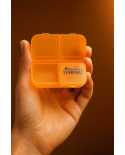Porta Comprimidos 4 Divisórias Laranja Laboratório Tiaraju – Organizador de Cápsulas 
