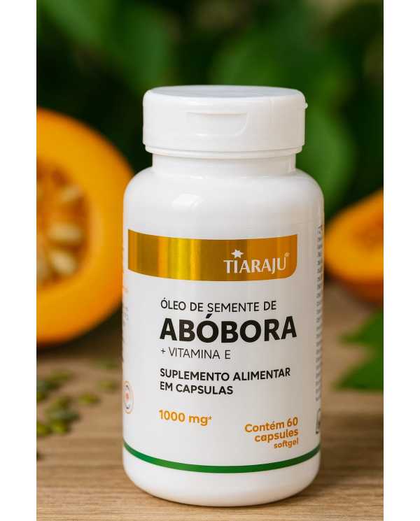 Oleo de Semente de Abóbora + Vitamina E Tiaraju 1000mg – 60 Cápsulas Softgel Antioxidante