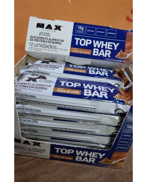 Top Whey Bar 41g - Max Titanium Caixa com 12 unid