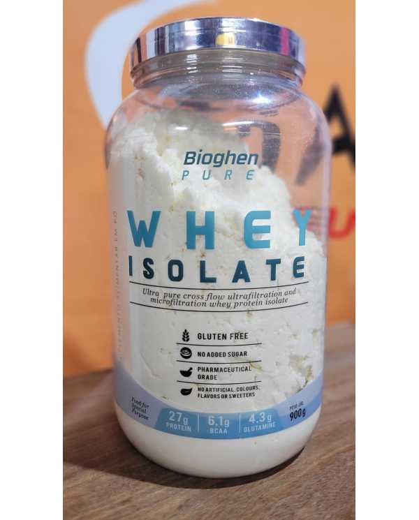 Whey Protein Isolado Bioghen Pure 900g – Sem Glúten, Sem Açúcar, 27g Proteína